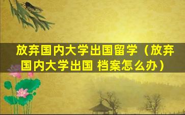 放弃国内大学出国留学（放弃国内大学出国 档案怎么办）